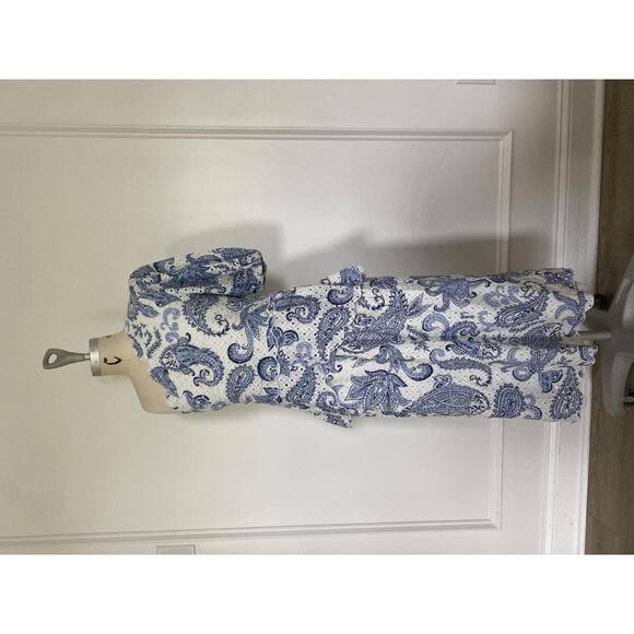 FARM Rio One Shoulder Dress in Blue and White Paisley - Picture 5 of 12